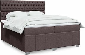 vidaXL Κρεβάτι Boxspring με Στρώμα Σκούρο Καφέ 200x200 εκ. Υφασμάτινο