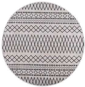 vidaXL Χαλί Πλενόμενο Μαύρο / Λευκό Ø 120 εκ.