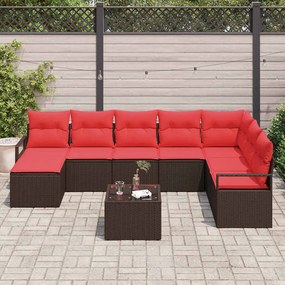 vidaXL Σετ Καναπέ με μαξιλάρι 9 pcs Καφέ συνθετικό ρατάν