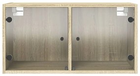 vidaXL Κομοδίνα με Γυάλινες Πόρτες 2 τεμ. Sonoma Δρυς 68,5x37x35 εκ.