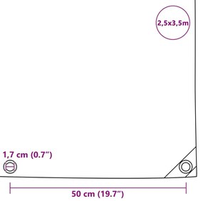 vidaXL Μουσαμάς Λευκός 2,5 x 3,5 μ. 650 γρ./μ.²