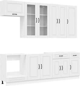 vidaXL Μονάδα κουζίνας KALMAR 8 pcs Γυαλιστερό Λευκό