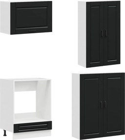 vidaXL Μονάδα κουζίνας PORTO 8 pcs Μαύρο Επεξεργασμένο Ξύλο