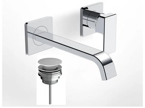 La Torre Profili Plus Chrome Μπαταρία Νιπτήρος Εντοιχισμού 2 Οπών+Βαλβίδα clic-clac 46200-100 R0338-100