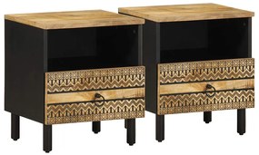vidaXL Ντουλάπια κρεβατιού 2 τεμάχια Μαύρο 40x33x46 cm