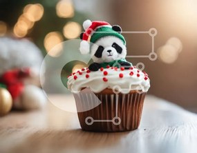 Intra Συλλεκτικό Ξύλινο Παζλ Plywood  4mm - Εορταστικό Panda Cupcake σε διακοσμημένο τραπέζι Σε Ξύλινο Κουτί - Διαστάσεις: 10x10 cm – 25 κομμάτια