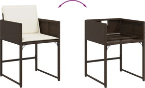vidaXL Σετ Τραπεζαρίας Κήπου 13 τεμ. Καφέ από Συνθ. Ρατάν με Μαξιλάρια