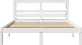 vidaXL Σκελετός Κρεβ. Χωρίς Στρώμα Λευκό 135x190 εκ Μασίφ Πεύκο