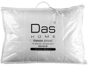 Μαξιλάρι Ύπνου Πούπουλο-Φτερό Classic 1021 White Das Home 50Χ70 50x70cm Feather