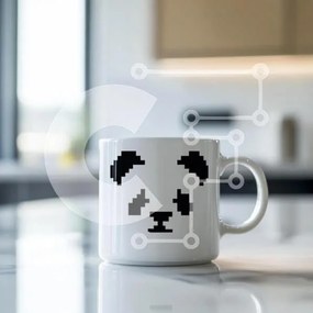 Intra Συλλεκτικό Ξύλινο Παζλ Plywood  4mm - Κούπα Panda Pixel Art στον πάγκο της κουζίνας Σε Ξύλινο Κουτί - Διαστάσεις: 10x10 cm – 25 κομμάτια