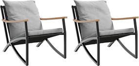 vidaXL Καρέκλες Κήπου 2 τεμ. Μαύρες με Μαξιλάρια