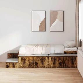 vidaXL Κρεβάτι αποθήκευσης Καπνιστή Δρυς 80x200 cm