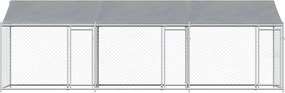 vidaXL Κλουβί Σκύλου με Οροφή και Πόρτες Γκρι 6x2x2 μ. Γαλβ. Χάλυβας