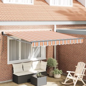 vidaXL Χειροκίνητη Ανασυρόμενη Τέντα Ριγέ 350x250 cm