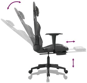 vidaXL Καρέκλα Gaming Μασάζ Υποπόδιο Μαύρο/Παραλλαγή Συνθετικό Δέρμα