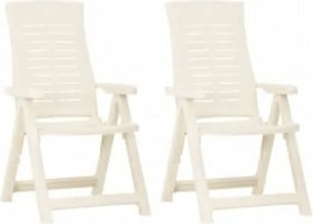 vidaXL Καρέκλες Κήπου Ανακλινόμενες 2 τεμ. Λευκές Πλαστικές