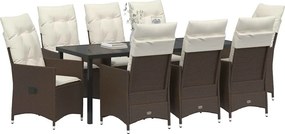 vidaXL Σέτ φαγητού για κήπο 9 pcs Καφέ συνθετικό ρατάν