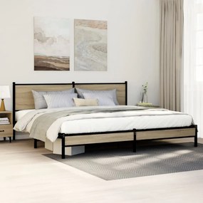 vidaXL Σκελετός Κρεβ. Χωρίς Στρώμα Sonoma Δρυς 193x203 εκ. Μεταλλικό