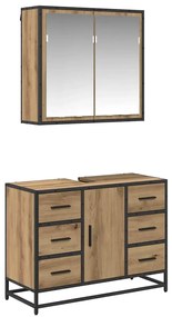 vidaXL Σετ Επίπλων Μπάνιου με πόρτα 2 pcs artisan δρυς 80 x 33 x 60 εκ
