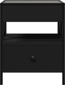 vidaXL Κομοδίνο Άπειρο Φως LED Μαύρο 40x40x51 εκ.