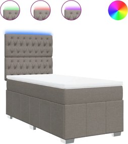 vidaXL Κρεβάτι Boxspring με Στρώμα Taupe 100 x 200 εκ. Υφασμάτινο