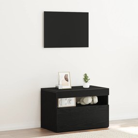 vidaXL Ντουλάπα τηλεόρασης με LED Φωτισμό σε Μαύρο Δρυ 60x35x40 εκ. Κατασκευασμένη από επεξεργασμένο ξύλο