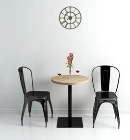 Τραπέζι Bistro Στρογγυλό Χρώμα Δρυός 60 x 75 εκ. MDF / Ατσάλι