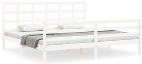 vidaXL Πλαίσιο Κρεβατιού με Κεφαλάρι Λευκό 200x200 εκ. Μασίφ Ξύλο