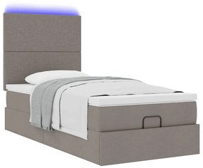 ΟΘΩΜΑΝΙΚΟ ΚΡΕΒΑΤΙ ΜΕ ΣΤΡΩΜΑ &amp; LEDS TAUPE 90X190CM ΥΦΑΣΜΑ 3313889