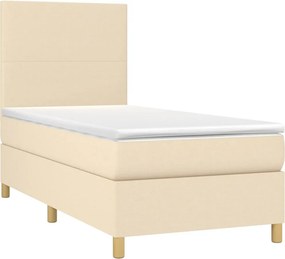 vidaXL Κρεβάτι Boxspring με Στρώμα &amp; LED Κρεμ 80x200 εκ. Υφασμάτινο