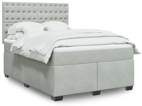 vidaXL Κρεβάτι Boxspring με Στρώμα Ανοιχτό Γκρι 140x200 εκ. Βελούδινο