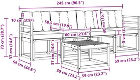 vidaXL Σειρά Καναπέ Εξωτερικού με μαξιλάρι 5 pcs Λευκό και Μπεζ