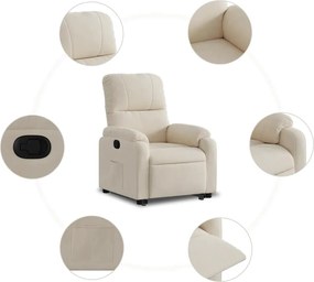 vidaXL Πολυθρόνα Ανακλινόμενη με Ανύψωση Μπεζ Ύφασμα Μικροϊνών