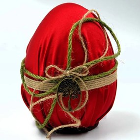 Πασχαλινό Διακοσμητικό Αυγό Γυάλινο Με Κόκκινο Σατέν Ύφασμα Royal Art 16εκ. GOU21/8/15RD