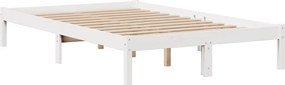 vidaXL Κρεβάτι Βιβλιοθήκη Χωρίς Στρώμα Λευκό 135x190 εκ Μασίφ Πεύκο