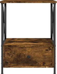 vidaXL Κομοδίνα 2 τεμ Καπνιστή Δρυς 50x41x65 εκ. Επεξεργασμένο Ξύλο