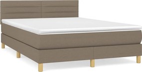 vidaXL Κρεβάτι Boxspring με Στρώμα Taupe 140x200 εκ. Υφασμάτινο
