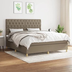 Κρεβάτι Boxspring με Στρώμα Taupe 160x200 εκ. Υφασμάτινο - Μπεζ-Γκρι