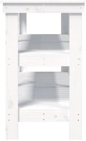 vidaXL Πάγκος Εργασίας Λευκός 142,5x50x80 εκ. από Μασίφ Ξύλο Πεύκου