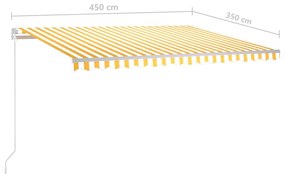 Τέντα Αυτόματη με LED &amp; Αισθ. Ανέμου Κίτρινο/Λευκό 4,5 x 3,5 μ. - Κίτρινο