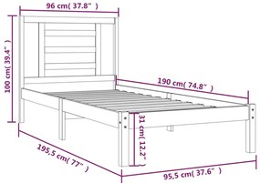 vidaXL Σκελετός Κρεβ. Χωρίς Στρώμα Λευκό 90x190 εκ Μασίφ Πεύκο