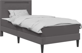 vidaXL Σκελετός κρεβατιού με στρώμα Γκρι 90 x 190 cm Τεχνητό Δέρμα