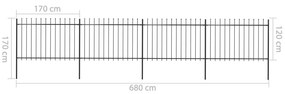 vidaXL Κάγκελα Περίφραξης με Λόγχες Μαύρα 6,8 x 1,2 μ. από Χάλυβα