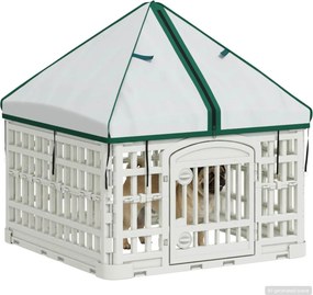 vidaXL 4 Πάνελ Τσουληθράκι με Σκεπή 60 x 60 x 82 εκ Πλαστικό Λευκό