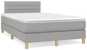 vidaXL Κρεβάτι Boxspring με Στρώμα & LED Αν.Γκρι 120x190εκ. Υφασμάτινο