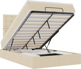 vidaXL Οθωμανικό κρεβάτι με στρώμα &amp; LEDs Cream 120x200cm ύφασμα