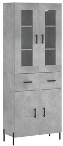 vidaXL Ντουλάπι Γκρι Σκυροδέματος 69,5x34x180 εκ. Επεξεργασμένο Ξύλο