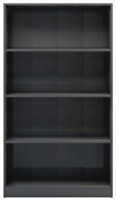 vidaXL Βιβλιοθήκη με 4 Ράφια Γυαλιστερό Γκρι 80x24x142 εκ. Μοριοσανίδα