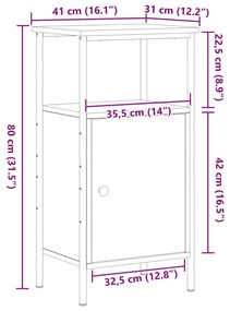 Κομοδίνα 2 τεμ. Όψη Παλαιού Ξύλου 41x31x80 εκ. από Επεξ. Ξύλο - Καφέ