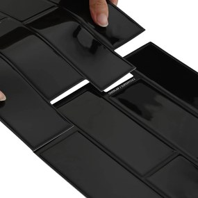 vidaXL Πλακάκι Subway 50 pcs Μαύρο 29 x 21 εκ Πολυουρεθάνη και PET